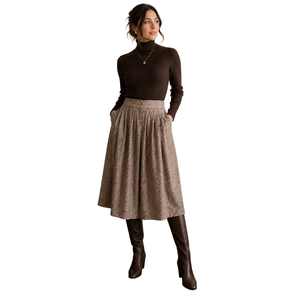 MONDI Women’s Vintage Pleated Midi Skirt Size 38 Paisley Lined Pockets